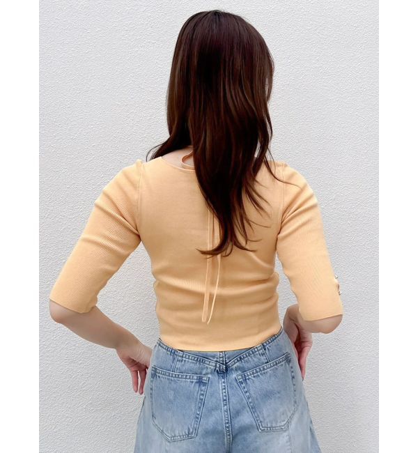 dazzlin「ハーフスリーブレイヤードカーデタイトトップス」|ニット・セーター|