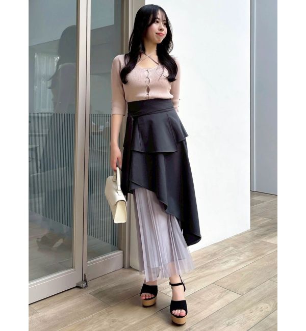 dazzlin「ハーフスリーブレイヤードカーデタイトトップス」|ニット・セーター|