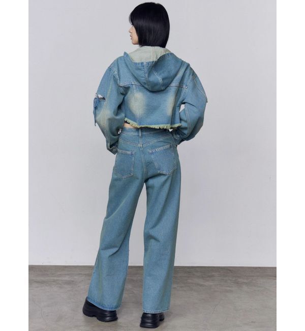 EMODA「カットスリーブフードデニムブルゾン」|ブルゾン・スタジャン|