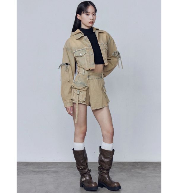 EMODA「カットスリーブフードデニムブルゾン」|ブルゾン・スタジャン|