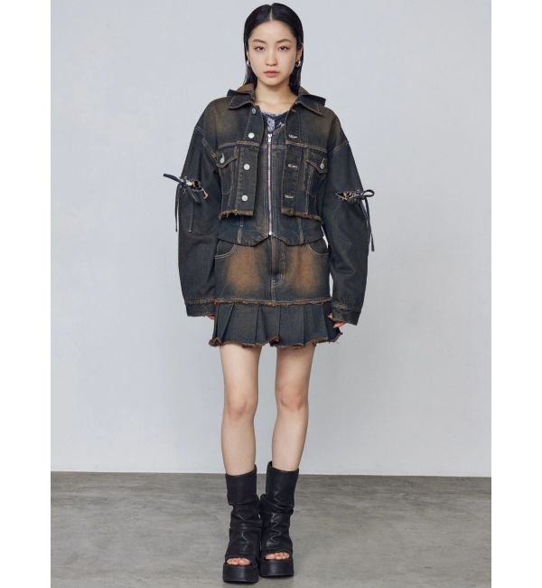 EMODA「カットスリーブフードデニムブルゾン」|ブルゾン・スタジャン|