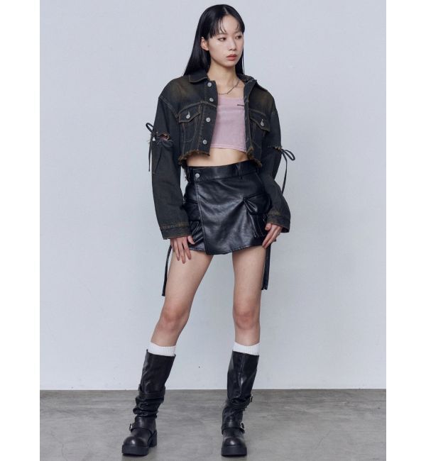 EMODA「カットスリーブフードデニムブルゾン」|ブルゾン・スタジャン|