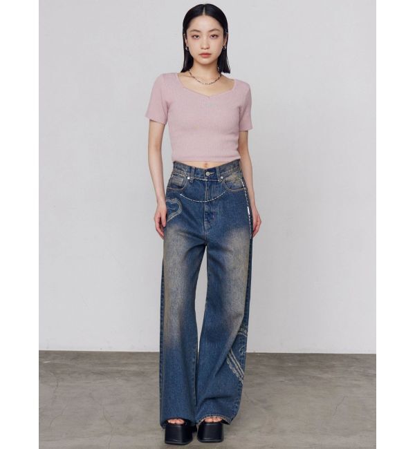 EMODA「レースグラフィックルーズデニム」|デニム|