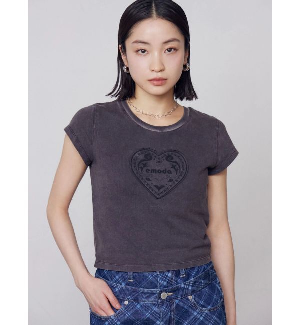 EMODA「エンブレムハートパッチTシャツ」|Tシャツ・カットソー|