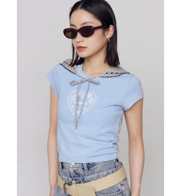 EMODA「エンブレムハートパッチTシャツ」|Tシャツ・カットソー|ブルー