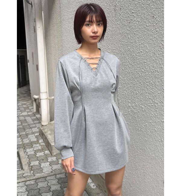 MURUA「デザインレースアップミニワンピース」|ワンピース|