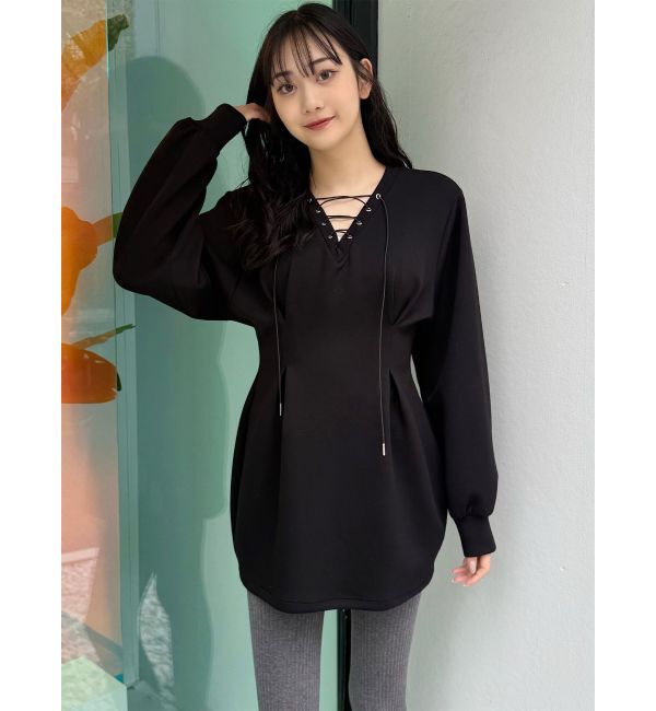 MURUA「デザインレースアップミニワンピース」|ワンピース|