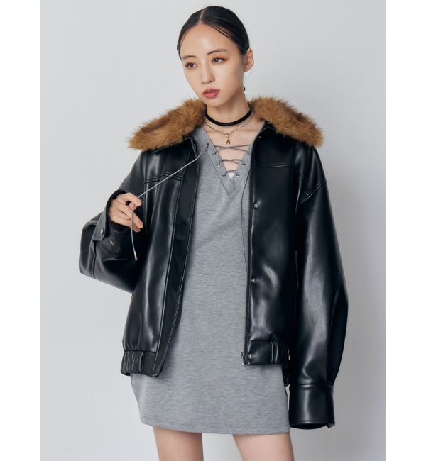 MURUA「デザインレースアップミニワンピース」|ワンピース|