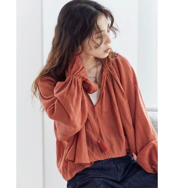 Ungrid「メッシュコンビショートブラウス」|シャツ・ブラウス|