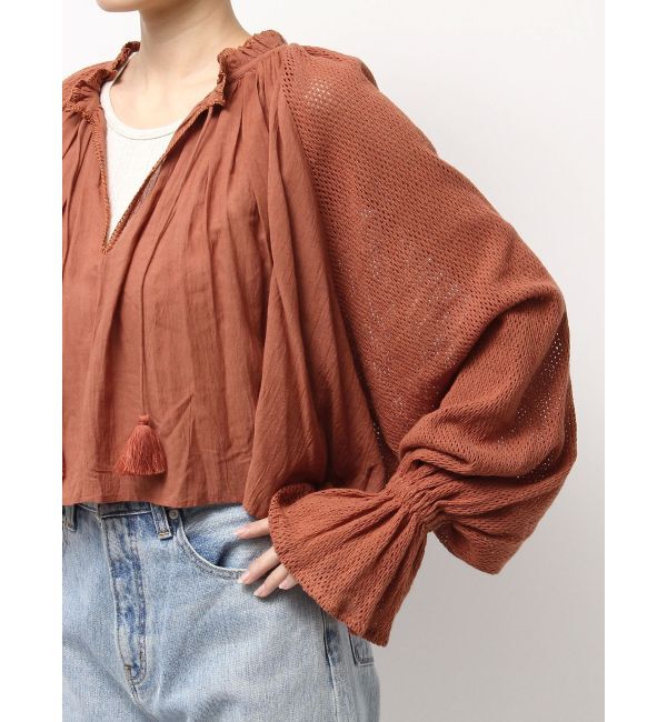 Ungrid「メッシュコンビショートブラウス」|シャツ・ブラウス|