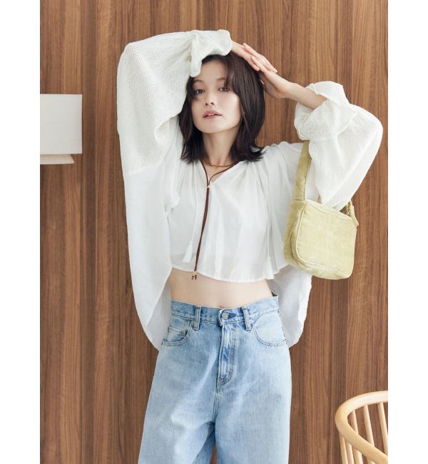 Ungrid「メッシュコンビショートブラウス」|シャツ・ブラウス|