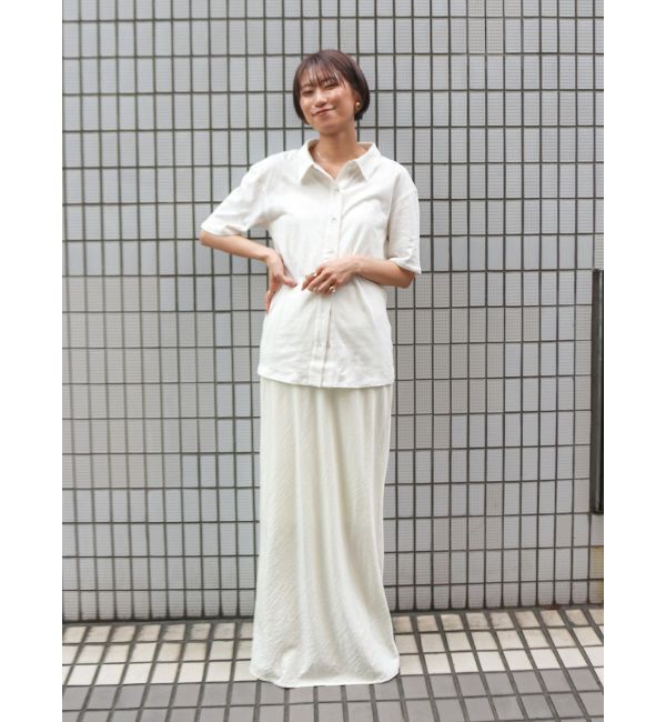 Ungrid「リネン混ハーフスリーブポロカーデ」|カーディガン|