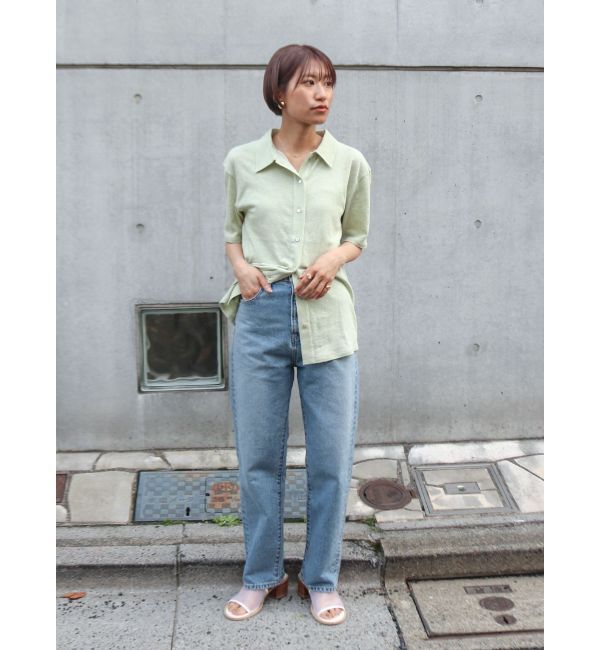 Ungrid「リネン混ハーフスリーブポロカーデ」|カーディガン|