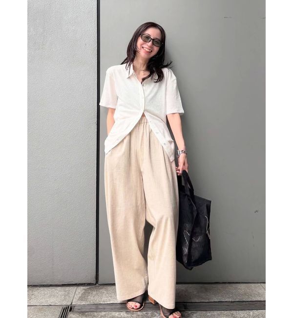 Ungrid「リネン混ハーフスリーブポロカーデ」|カーディガン|