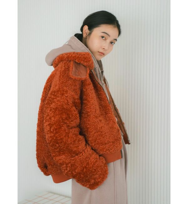 Ungrid「ボアショートブルゾン」|ブルゾン・スタジャン|オレンジ