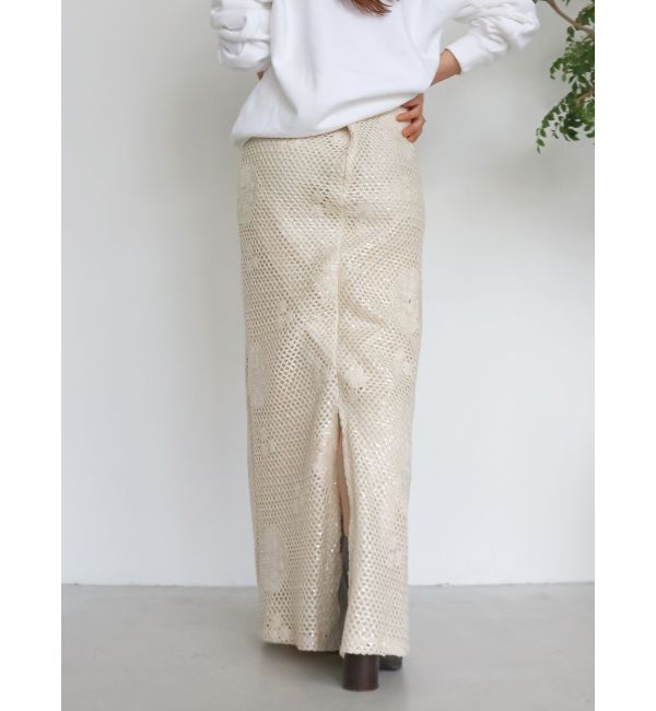 Ungrid「透かし編みスパンコールレイヤードスカート」|スカート|