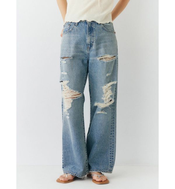 Ungrid「クラッシュデザインストレートデニム」|デニム|ブルー