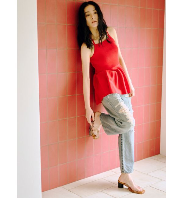 Ungrid「クラッシュデザインストレートデニム」|デニム|