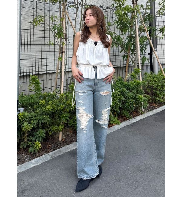 Ungrid「クラッシュデザインストレートデニム」|デニム|