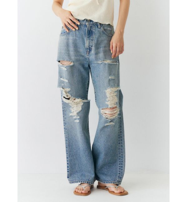 Ungrid「クラッシュデザインストレートデニム」|デニム|