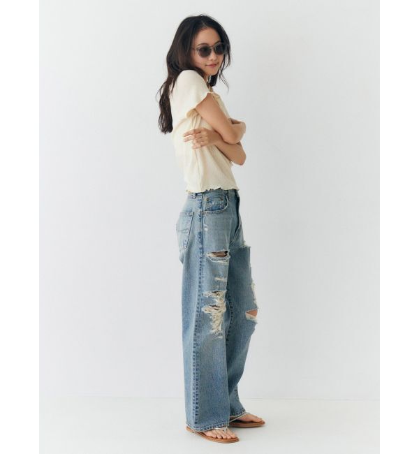 Ungrid「クラッシュデザインストレートデニム」|デニム|