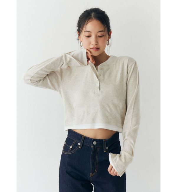 Ungrid「レイヤードデザインヘンリーロングスリーブTee」|Tシャツ・カットソー|