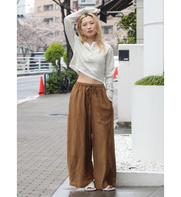 Ungrid「レイヤードデザインヘンリーロングスリーブTee」|Tシャツ・カットソー|