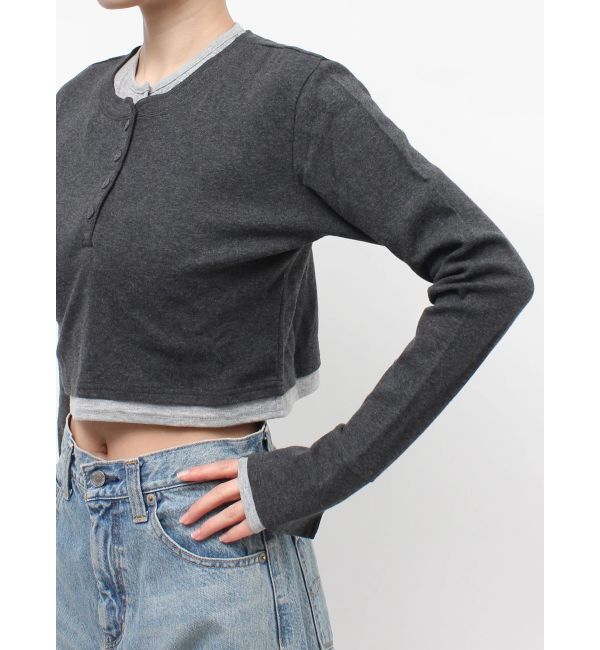 Ungrid「レイヤードデザインヘンリーロングスリーブTee」|Tシャツ・カットソー|