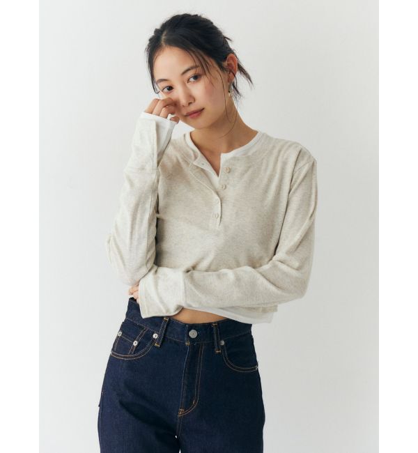 Ungrid「レイヤードデザインヘンリーロングスリーブTee」|Tシャツ・カットソー|