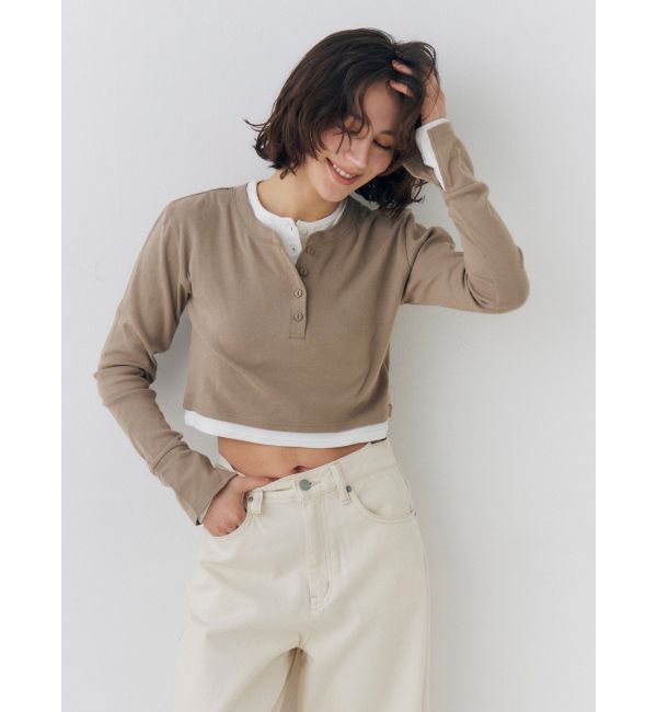 Ungrid「レイヤードデザインヘンリーロングスリーブTee」|Tシャツ・カットソー|