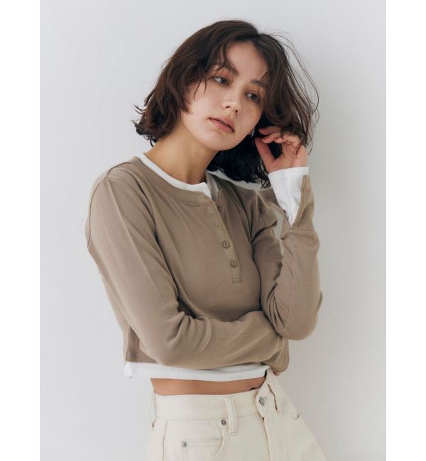 Ungrid「レイヤードデザインヘンリーロングスリーブTee」|Tシャツ・カットソー|