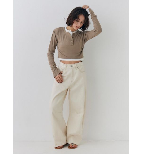 Ungrid「レイヤードデザインヘンリーロングスリーブTee」|Tシャツ・カットソー|