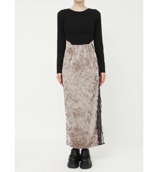 EVRIS「クラッシュベロアレーススカート」|スカート|