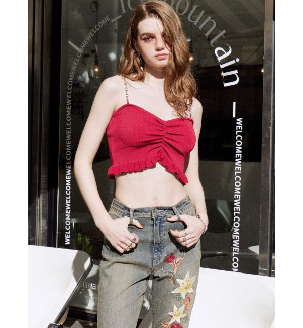 EVRIS「Embroideryフレアデニムパンツ」|デニム|