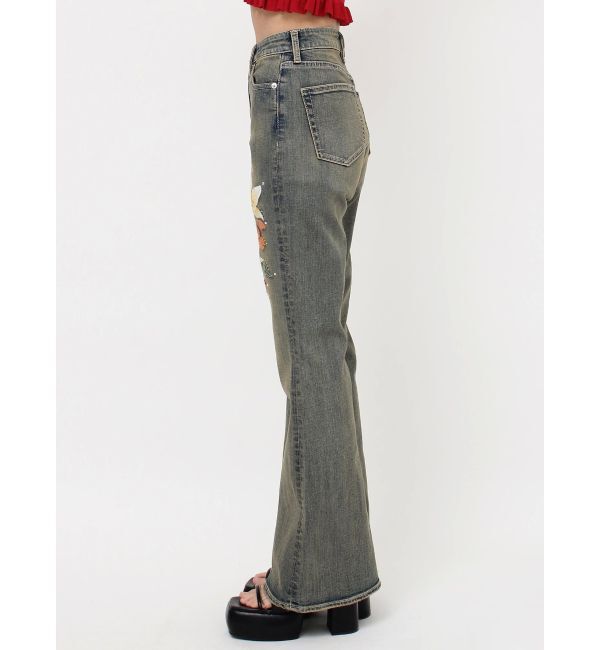 EVRIS「Embroideryフレアデニムパンツ」|デニム|