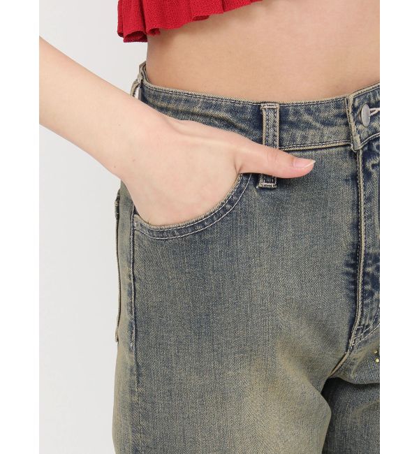 EVRIS「Embroideryフレアデニムパンツ」|デニム|