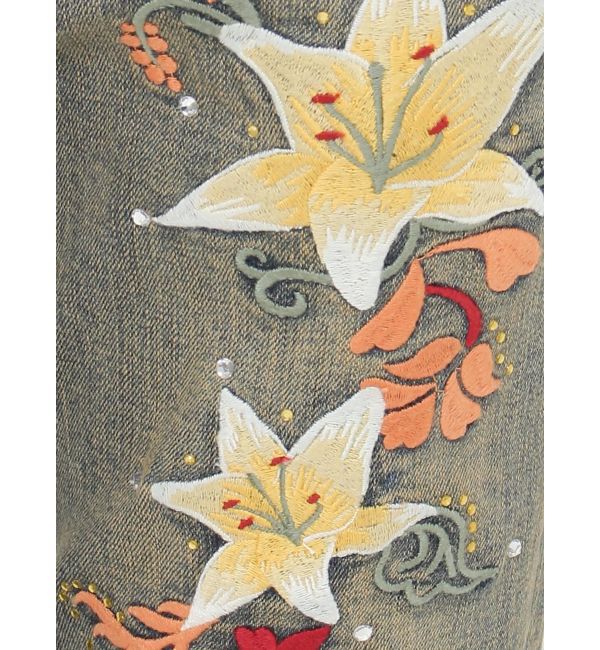 EVRIS「Embroideryフレアデニムパンツ」|デニム|