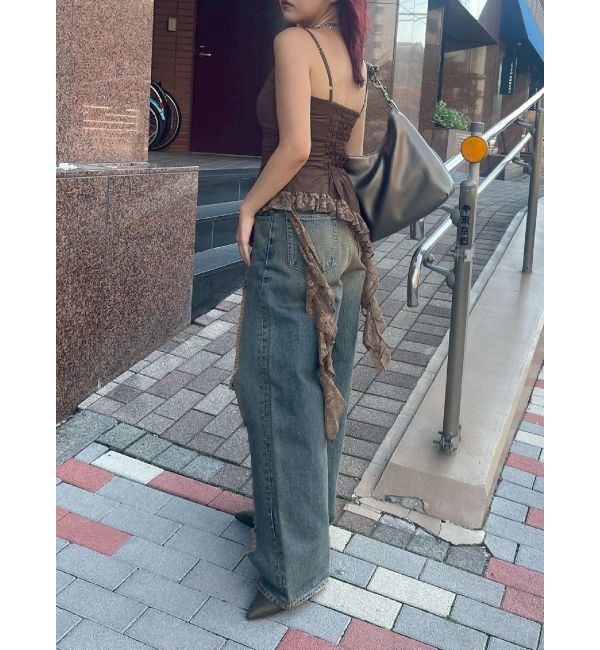 EVRIS「ハイダメージワイドデニムパンツ」|デニム|