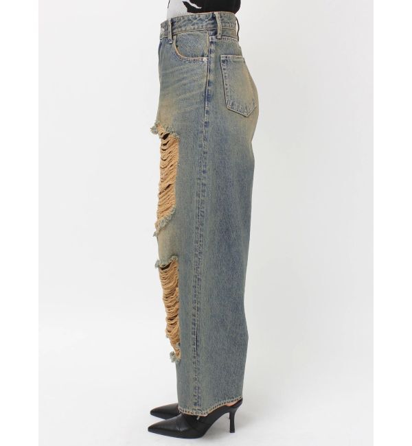 EVRIS「ハイダメージワイドデニムパンツ」|デニム|