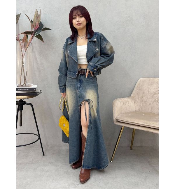 EVRIS「グラデーションスリットロングデニムスカート【セットアップ着用可能】」|スカート|