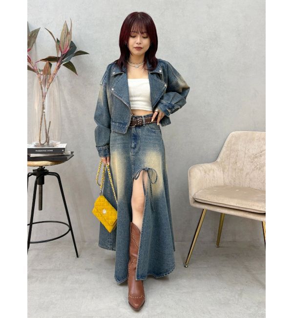 EVRIS「グラデーションスリットロングデニムスカート【セットアップ着用可能】」|スカート|