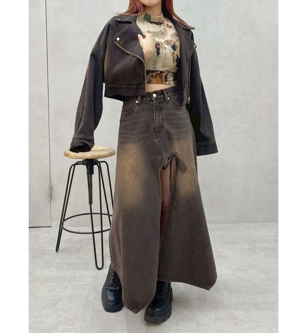 EVRIS「グラデーションスリットロングデニムスカート【セットアップ着用可能】」|スカート|