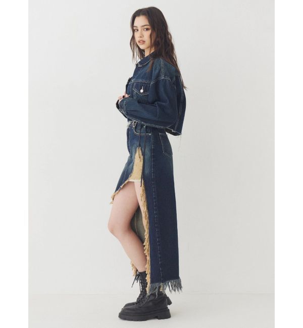EVRIS「ダメージスリットロングデニムスカート【セットアップ着用可能】」|スカート|