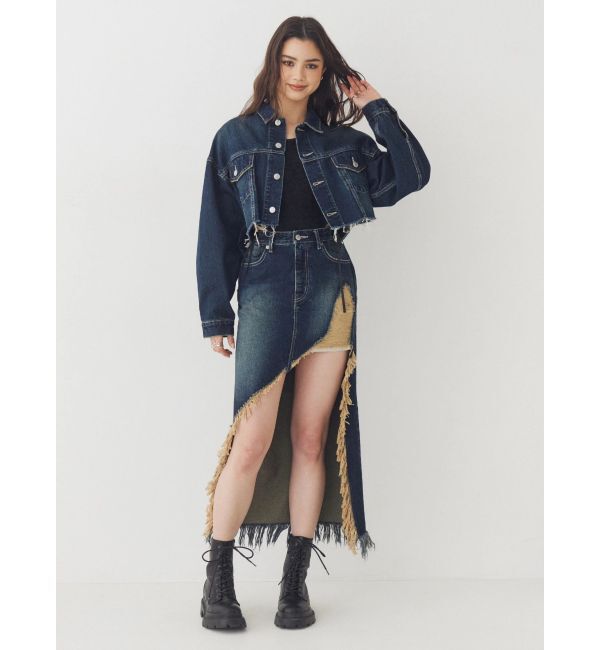 EVRIS「ダメージスリットロングデニムスカート【セットアップ着用可能】」|スカート|