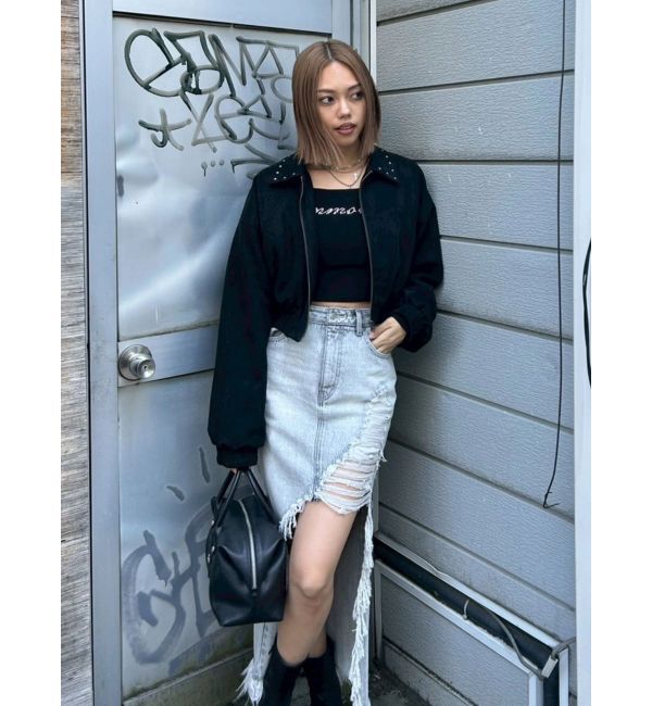 EVRIS「ダメージスリットロングデニムスカート【セットアップ着用可能】」|スカート|