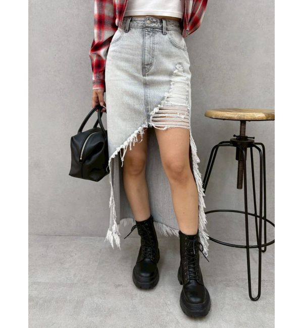 EVRIS「ダメージスリットロングデニムスカート【セットアップ着用可能】」|スカート|