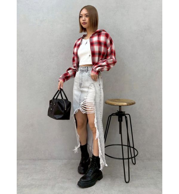 EVRIS「ダメージスリットロングデニムスカート【セットアップ着用可能】」|スカート|