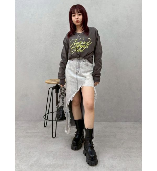 EVRIS「ダメージスリットロングデニムスカート【セットアップ着用可能】」|スカート|