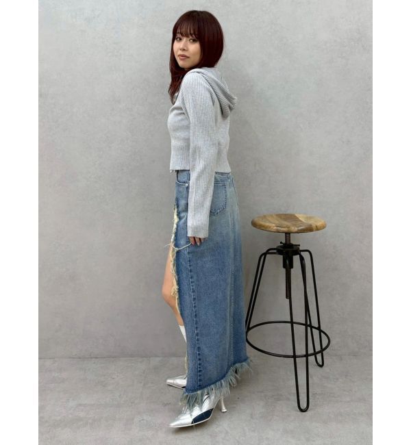 EVRIS「ダメージスリットロングデニムスカート【セットアップ着用可能】」|スカート|