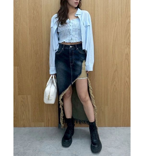 EVRIS「ダメージスリットロングデニムスカート【セットアップ着用可能】」|スカート|